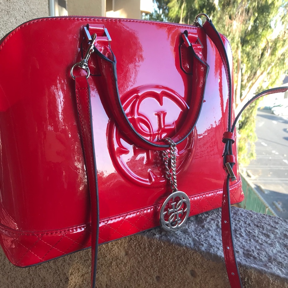 Guess Korry Dome Satchel Red Bag - Picture 2 of 4